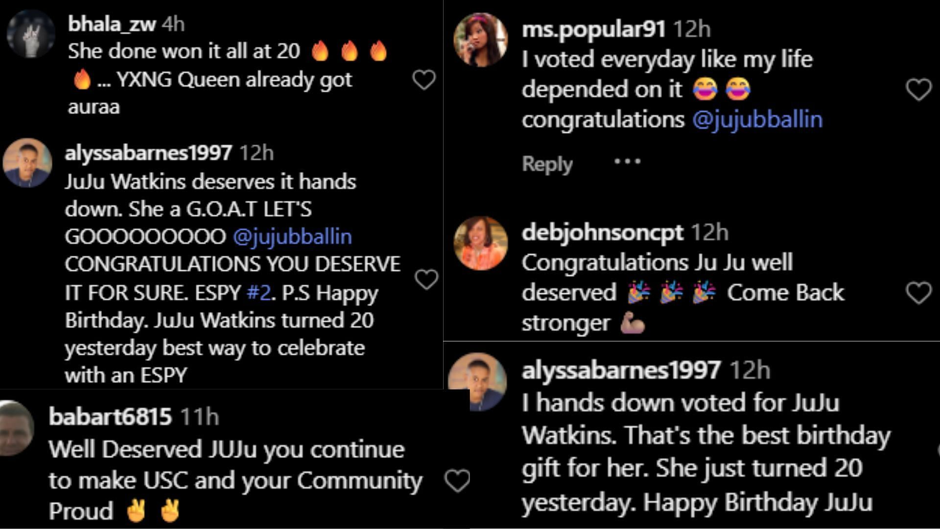 Fans celebrate JuJu Watkins as USC star wins reputed award for 2nd year straight (Image via Instagram @uscwbb)